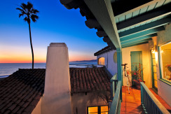 A view of the ocean from an outside patio.